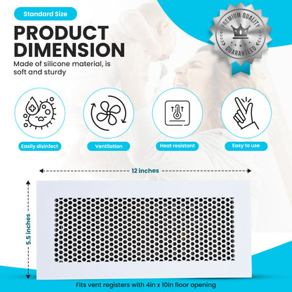 Vent Hugger Baby Proofing Silicone Vent Cover for Home Floor (White) Fits 4"x10" Vent openings