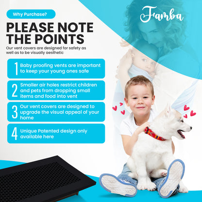 Vent Hugger Baby Proofing Silicone Vent Cover for Home Floor (Black) Fits 4"x10" Vent openings