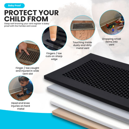 Vent Hugger Baby Proofing Silicone Vent Cover for Home Floor (Black) Fits 4"x10" Vent openings