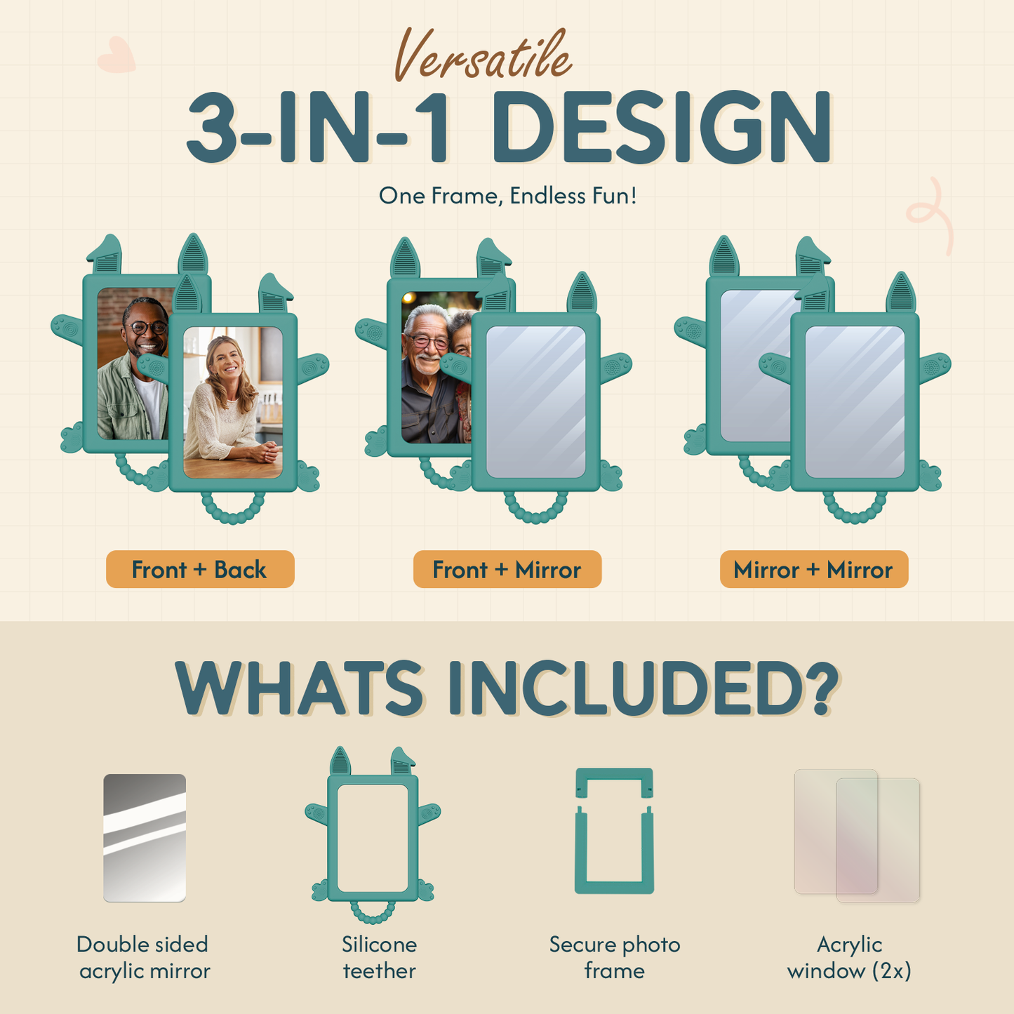 Nibble Frame (3 Pack) - Baby Safe Photo Frame and Teether