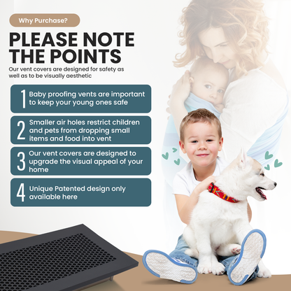Vent Hugger - Baby Proofing Silicone Vent Cover for Home Floor (Grey) Fits 4"x10" Vent openings