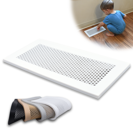 Vent Hugger - Baby Proofing Silicone Vent Cover for Home Floor (White) Fits 4"x10" Vent openings