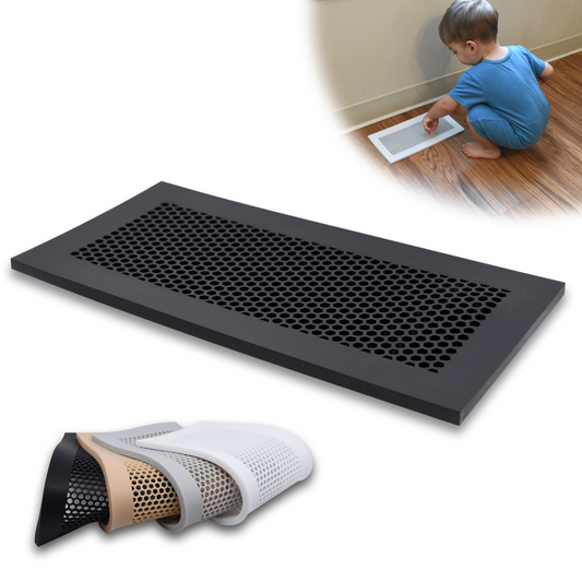 Vent Hugger - Baby Proofing Silicone Vent Cover for Home Floor (Black) Fits 4"x10" Vent openings