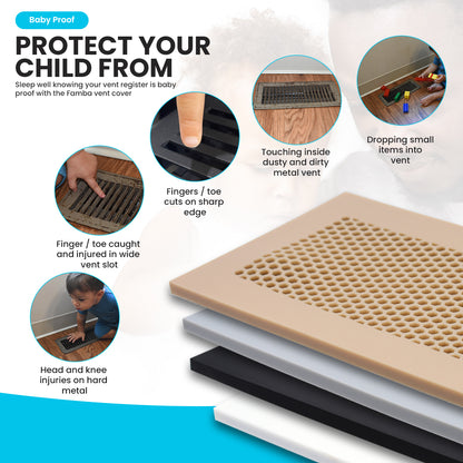 Vent Hugger - Baby Proofing Silicone Vent Cover for Home Floor (Beige) Fits 4"x10" Vent openings