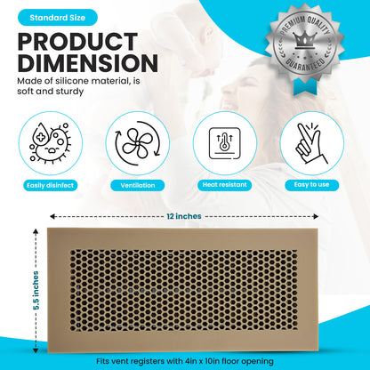 Vent Hugger - Baby Proofing Silicone Vent Cover for Home Floor (Beige) Fits 4"x10" Vent openings