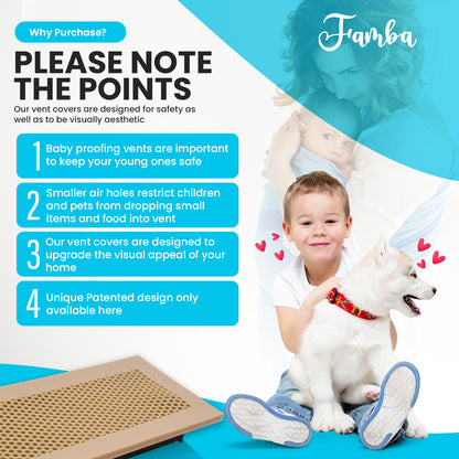 Vent Hugger - Baby Proofing Silicone Vent Cover for Home Floor (Beige) Fits 4"x10" Vent openings