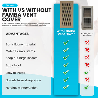 Vent Hugger - Baby Proofing Silicone Vent Cover for Home Floor (Beige) Fits 4"x10" Vent openings