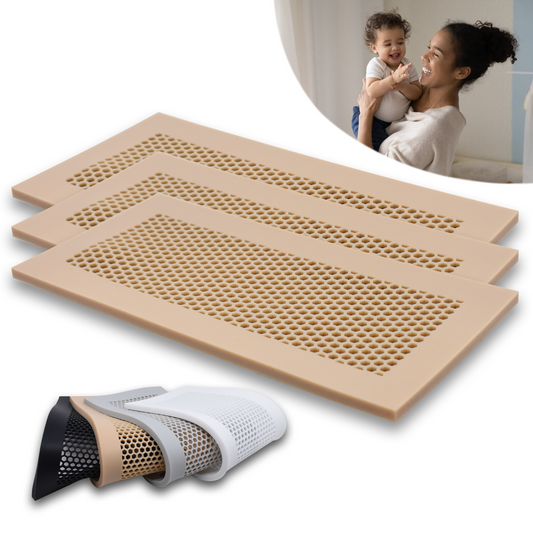 Vent Hugger (3 Pack) - Baby Proofing Silicone Vent Cover for Home Floor (Beige) Fits 4"x10" Vent openings
