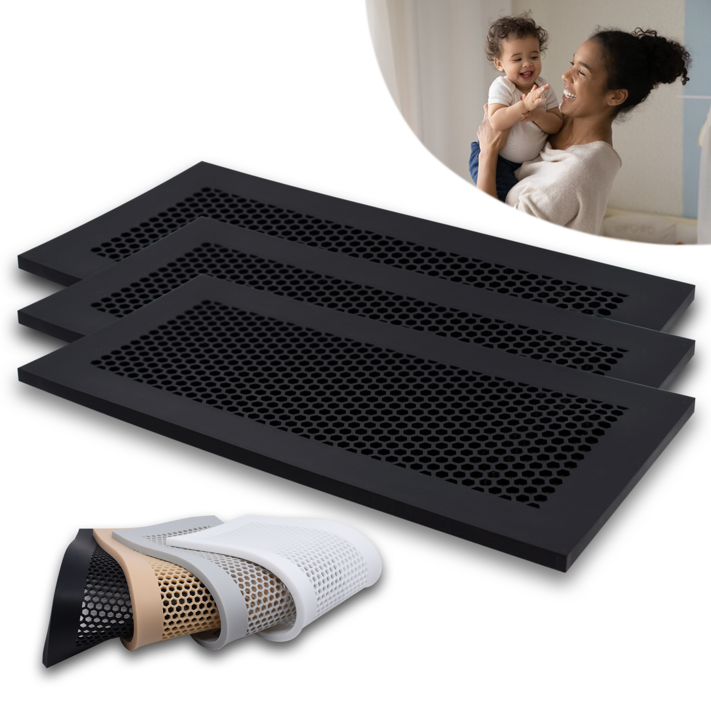 Vent Hugger Baby Proofing Silicone Vent Cover for Home Floor (White) Fits 4"x10" Vent openings